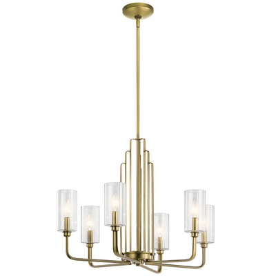 Quintiesse qn-kimrose6-bnb kimrose 6 light ceiling chandelier in brushed natural brass