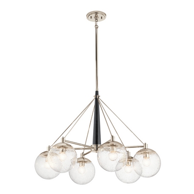 Quintiesse qn-marilyn6 marilyn 6 light ceiling chandelier in polished nickel and matte black finish